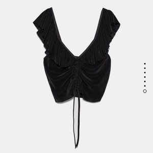 Zara pleated ruffled top black x-small
